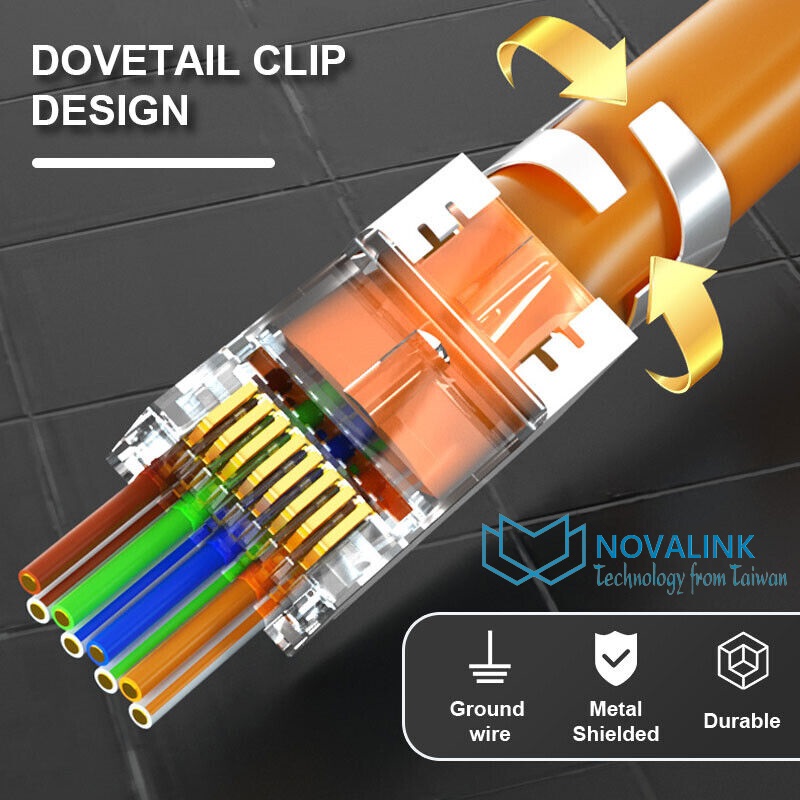 Hạt mạng cat6A, cat7, cat8 FTP Xuyên thấu Novalink CC-01-00195 cao cấp